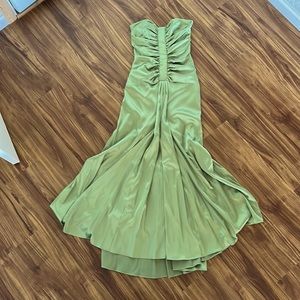 Vintage Jessica McClintock Sage Green Satin Gown
